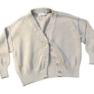 Free People Beach -Cream Button-Up V-Neck Cardigan medium